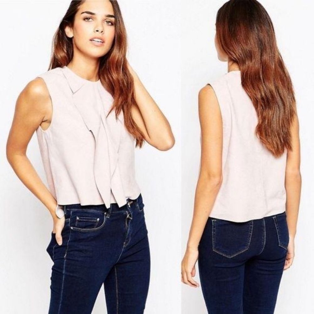 SALE French Conn Sandie Suede Frill Detail Top